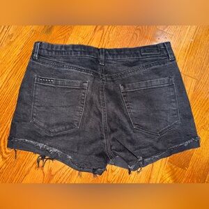 Distressed denim jean shorts